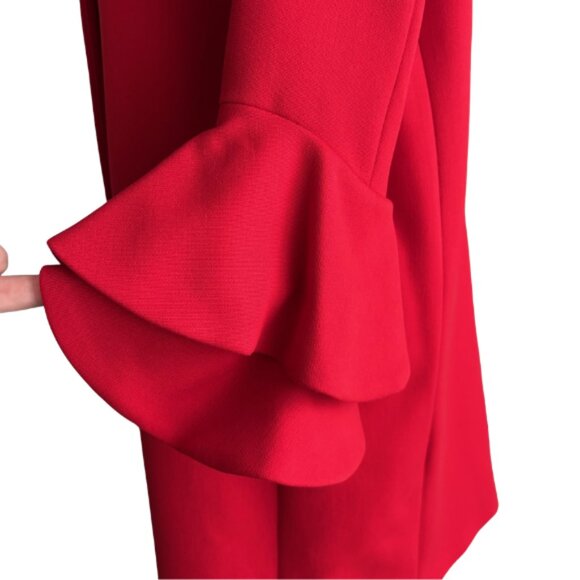 ZARA GORGEOUS RED COAT WITH BEAUTIFUL RUFFLED SLEEVES, Z. L, NWT - Picture 7 of 13
